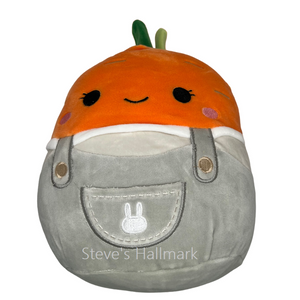  Spring Squishmallow Caroleena the Orange Carrot in Grey Overalls 5" Stuffed Plush by Kelly Toy