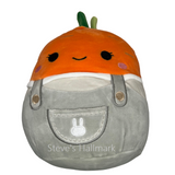  Spring Squishmallow Caroleena the Orange Carrot in Grey Overalls 8" Stuffed Plush by Kelly Toy