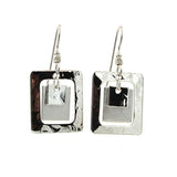 Silver Forest Earrings Silver Black Triple Squares