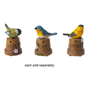 Motion Detect Chirping Bird on Message Pot Figurine
