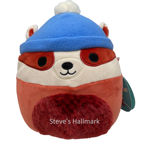 Squishmallow Florian the Maroon Badger With Beanie and Fuzzy Belly 8" Stuffed Plush by Kelly Toy