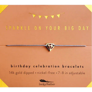 Lucky Feather Gold Bracelet Sparkly Birthday - Free Shipping