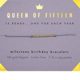 Lucky Feather Gold Bracelet Fifteen Milestone Birthday - Free Shipping