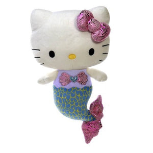12" Hello Kitty Mermaid with Pink Bow and Blue Tail Stuffed Plush