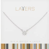 Silver CZ Starburst Layers Necklace