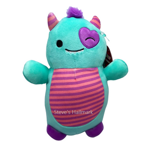 Valentine Squishmallow Hugmees Leon the Teal and Pink Monster 14" Stuffed Plush by Kelly Toy