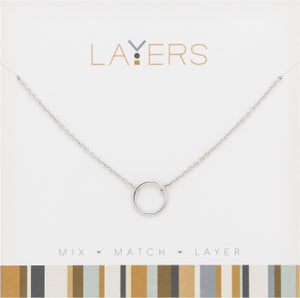 Silver Open Circle Layers Necklace
