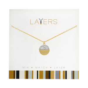 Gold Circle Granite Layers Necklace