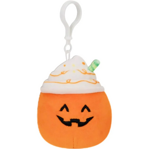 Halloween Squishmallow Lester the Orange Jack-O-Lantern Latte 3.5" Clip Stuffed Plush by Kelly Toy