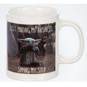 Star Wars The Mandalorian The Child Baby Yoda Grogu Just Minding My Business Sipping Soup 16 oz. Ceramic Mug