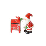 Santa and Mailbox with Red Cardinal Bird Salt & Pepper Shaker Set