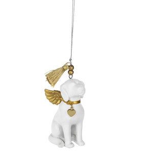Angle Dog with Gold Wings Ornament