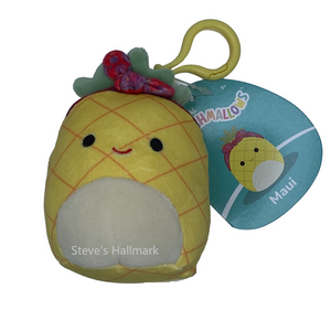 Squishmallow Maui the Yellow Pineapple with Paisley Headband 3.5" Clip Stuffed Plush by Kelly Toy