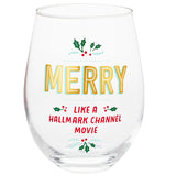Merry Like Hallmark Channel Stemless Wine Glass, 17 oz.