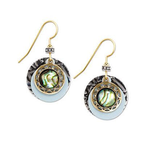 Silver Forest Earrings Gold Mint Layered Circles with Filigree