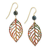 Silver Forest Earrings Gold Leaf Fall Colors