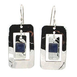Silver Forest Earrings Silver Nested Rectangles with Stone