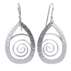 Silver Forest Earrings Silver Coil in Open Hammered Teardrop