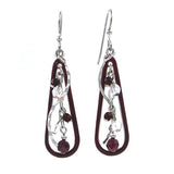 Silver Forest Earrings Elongated with Purple Bead