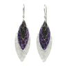 Silver Forest Earrings Silver Purple Black Hammered Footballs