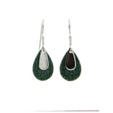 Silver Forest Green Layered Tears Earrings