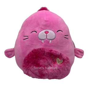 Valentine Squishmallow Pepper the Pink Walrus with Jewel Tone Fuzzy Belly 12" Stuffed Plush by Kelly Toy