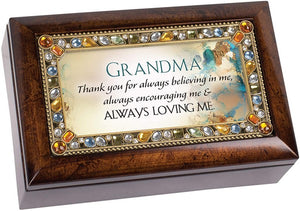 Grandma Thank You for Believing in Me Amber Jewelry Petite Music Box Plays Wind Beneath My Wings 