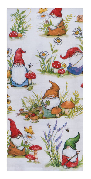 Garden Gnomes Toss with Mushrooms Dual Purpose Terry Towel