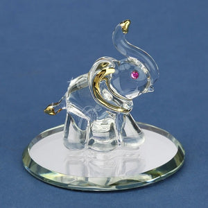 22Kt Gold Trimmed Elephant Pink Crystal Glass Figurine