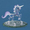 Galloping Fairy Tale Unicorn with Purple Mane, Frosted Horn and Pink Crystals Glass Figurine