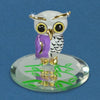 Snowy Purple and White Owl 22Kt Gold Trimmed Glass Figurine