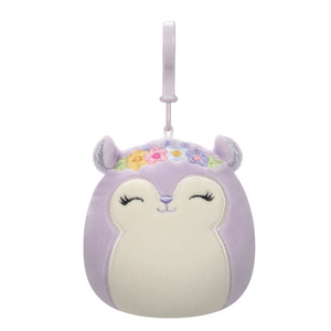  Spring Squishmallow Sydnee the Purple Squirrel with Flower Crown 3.5" Clip Stuffed Plush by Kelly Toy