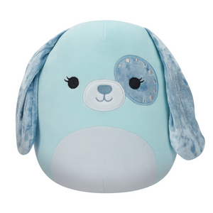 Squishmallow Linnea the Light Aqua Velvet Dog with Eye Patch 12" Stuffed Plush by Kelly Toy