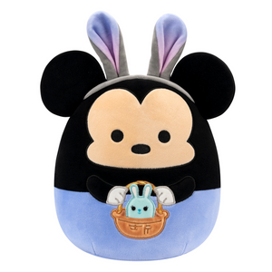 Spring Squishmallow Disney Mickey in Blue Pants with Bunny Ears Holding Blue Bunny Easter Basket 8" Stuffed Plush by Kelly Toy