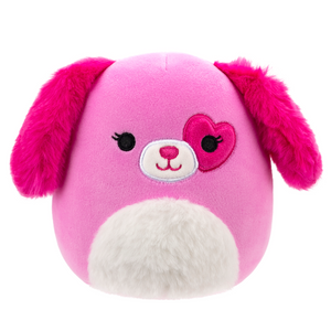 Valentine Squishmallow Sager the Pink Dog with Heart Eyepatch 12" Stuffed Plush by Kelly Toy