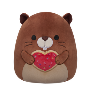Valentine Squishmallow Chip the Brown Beaver I Got That Heart 8" Stuffed Plush by Kelly Toy