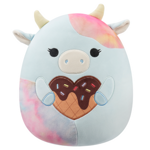 Valentine Squishmallow Caedia the Blue Spotted Cow I Got That Ice Cream 12" Stuffed Plush by Kelly Toy