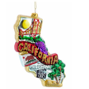 California Republic State Glass Ornament