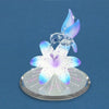 Hummingbird on Blue Lily with Blue Crystals Glass Figurine