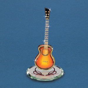 Acoustic Sunburst Guitar with 22Kt Gold Trim Glass Figurine