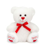 8.5" White Bear with Red Heart Nose and Embroidered Heart Feet
