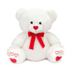 19.5" White Bear with Red Heart Nose and Embroidered Heart Feet
