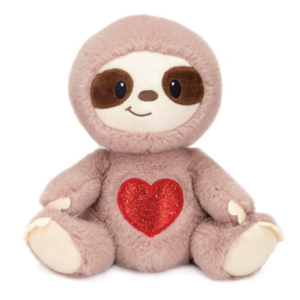 9.5" Sloth with Glitter Heart on Belly Stuffed Plush