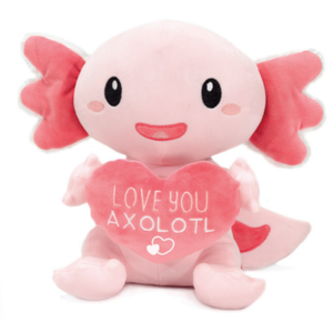 10" Love You Axolotl with Pink Heart Stuffed Plush