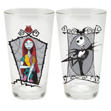 Disney The Nightmare Before Christmas Jack and Sally Set of 2 Glass Drinkware 16 oz.