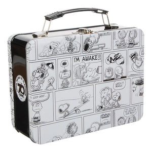 Snoopy and the Peanuts Gang Black and White Comic Strip Tin Tote