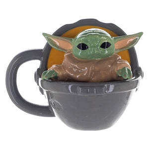 Star Wars The Mandalorian The Child Baby Yoda Grogu In Carrier 20 oz. Sculpted Ceramic Mug