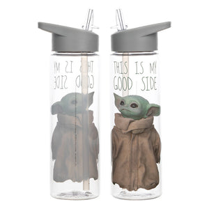 Star Wars The Mandalorian The Child Baby Yoda Grogu This is My Good Side 24 oz. Tritan Plastic Water Bottle with Straw