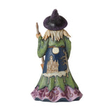 Jim Shore Halloween Witch with Cat Broom and Haunted House Scene Magic by the Moonlight Figurine