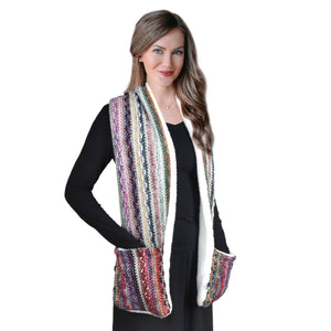 Unisex Multi-Color Heated Giving Scarf with Sherpa Lining and Pockets
